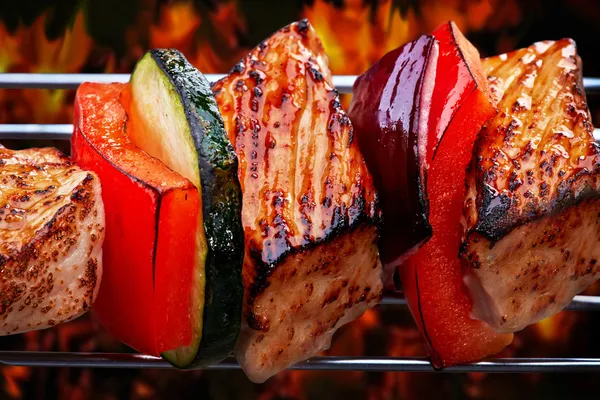 Grilled pork fillet and vegetables — Stock Photo, Image