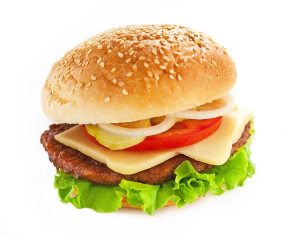 Grote hamburger op witte achtergrond — Stockfoto