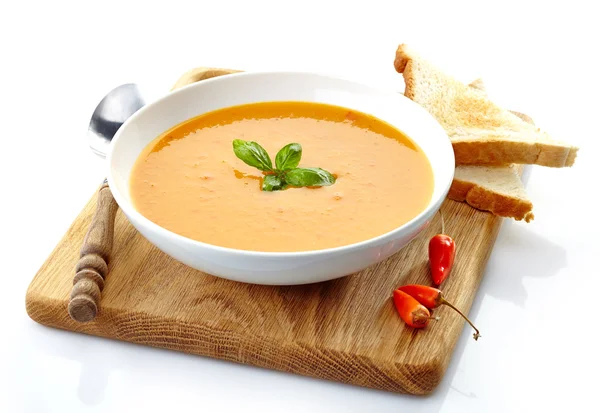 Schüssel mit Kürbissuppe — Stockfoto