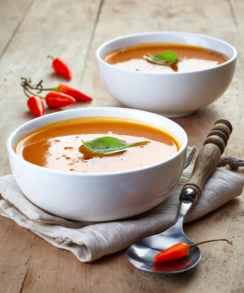 Due ciotole di zuppa di zucca — Foto Stock