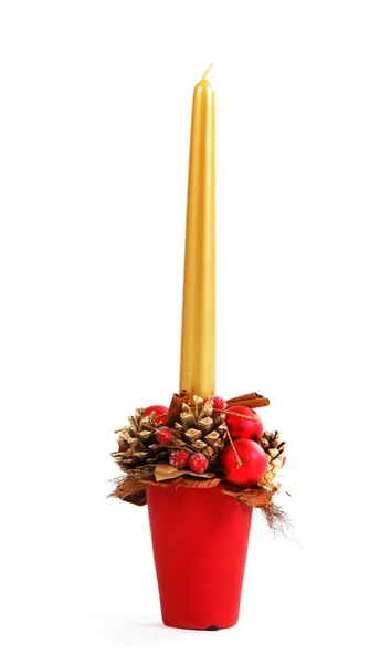 Christmas decor met gouden kaars — Stockfoto