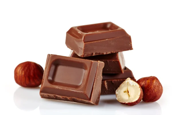 Chocolate pieces on a white background — Stock Photo, Image