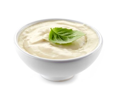 cream cheese in a white bowl clipart