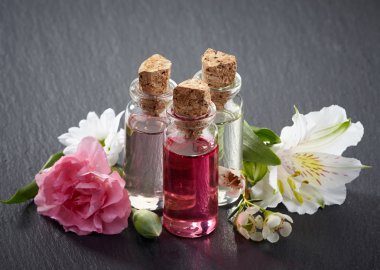 Bottles of Spa essential oils clipart