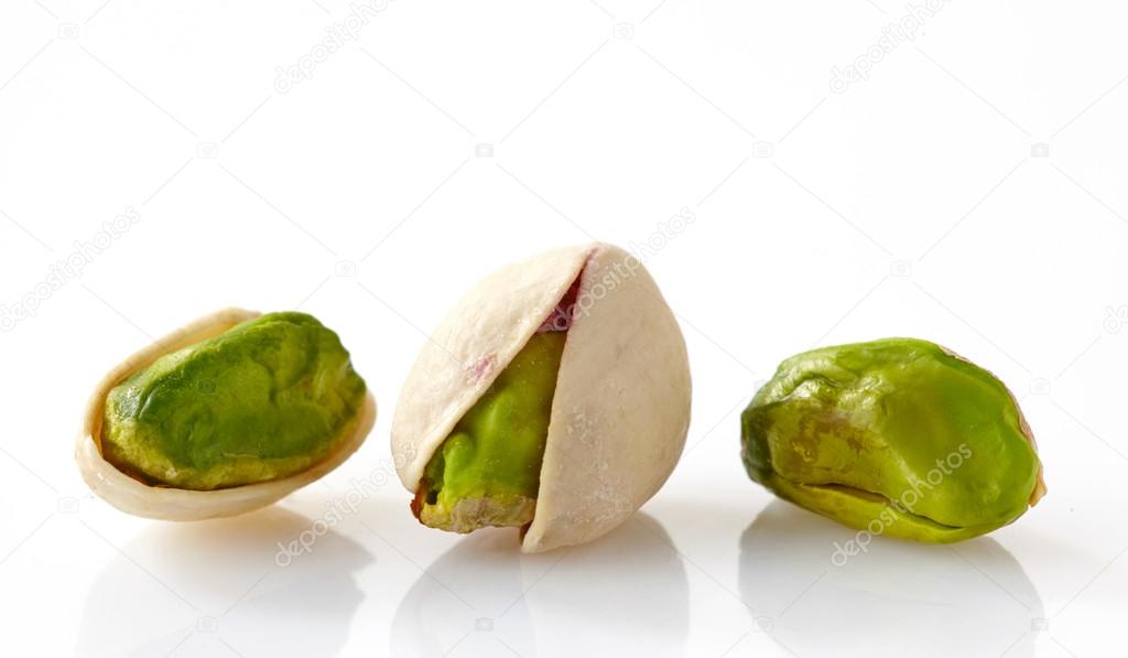 pistachios on a white background