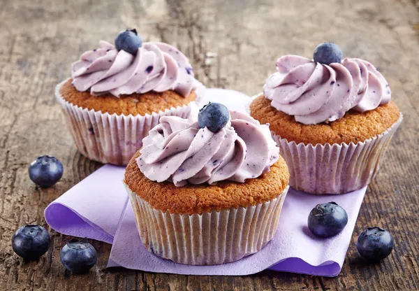 Blaubeer-Cupcakes — Stockfoto