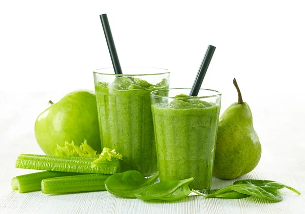 Glas grön smoothie — Stockfoto