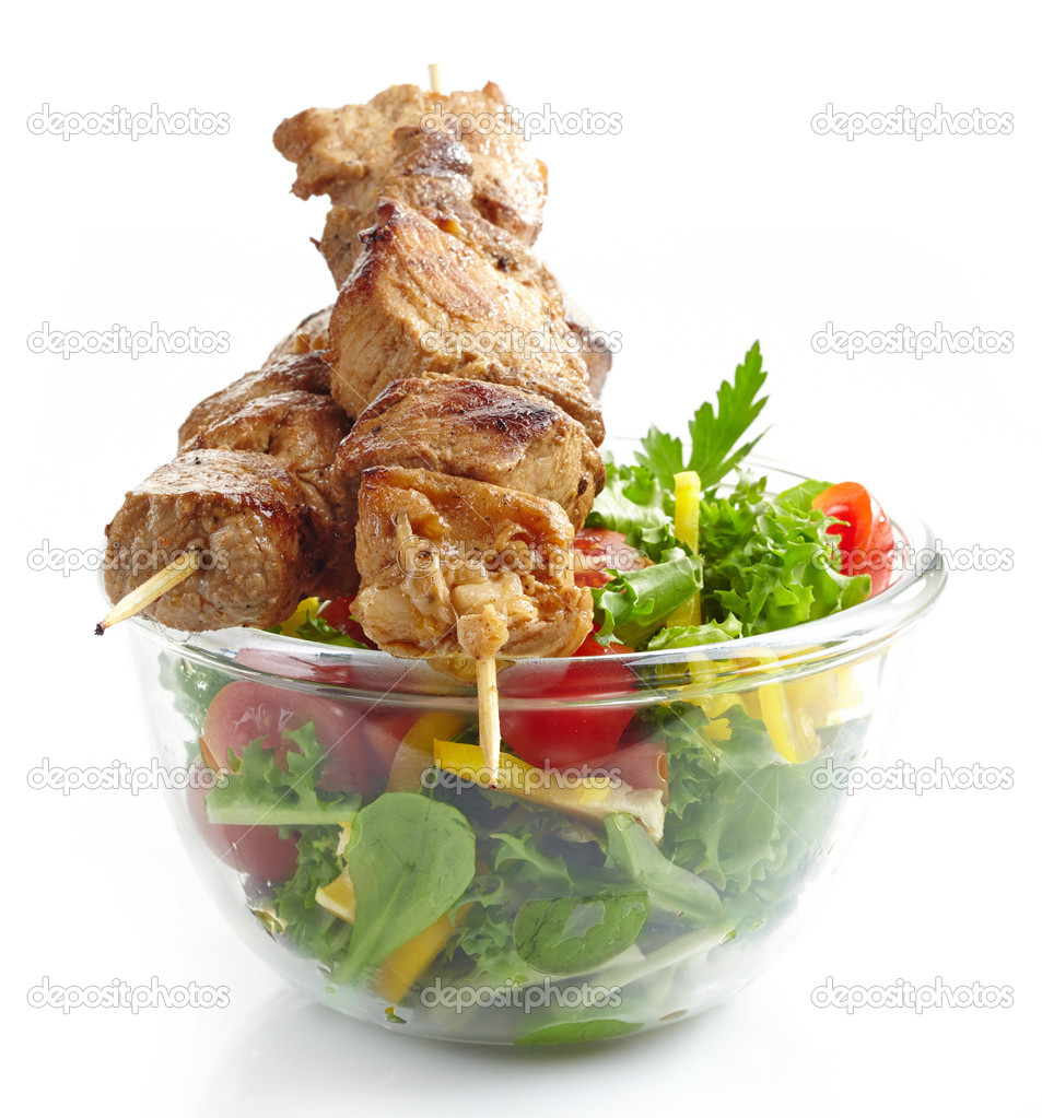 Grilled pork meat kebab Stock Photo by ©magone 47439515