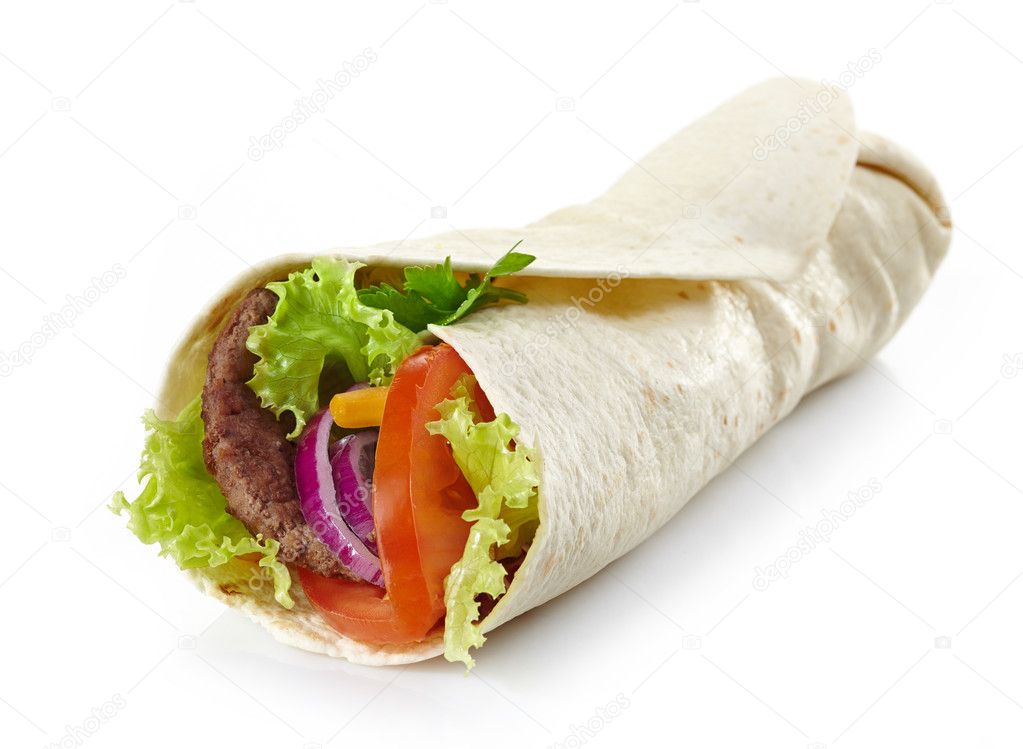 Wrap with meat and vegetables