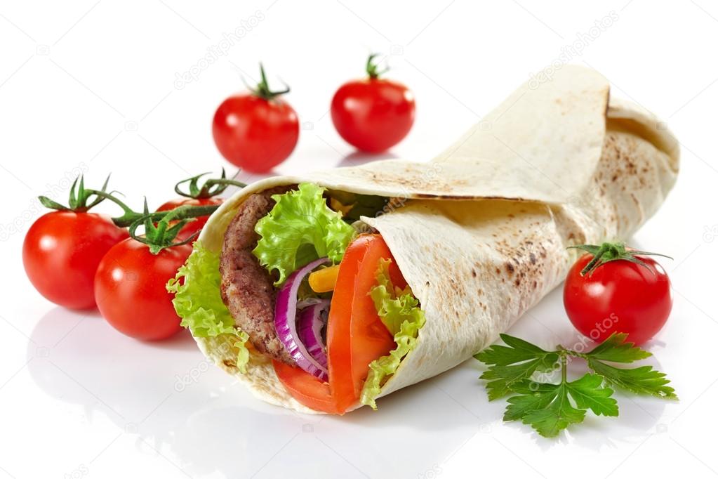 Wrap with meat and vegetables