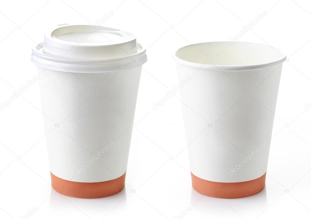 two paper take away coffee cups