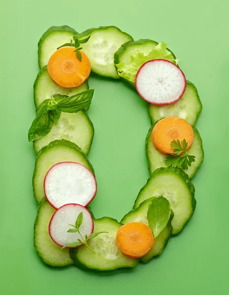 D letter made of raw vegetables — Stock Photo, Image