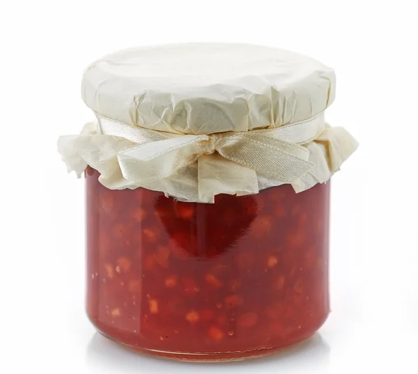 Jar of red jam — Stock Photo, Image