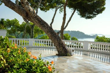 İspanya, Mallorca 'da balkondan güzel bir manzara