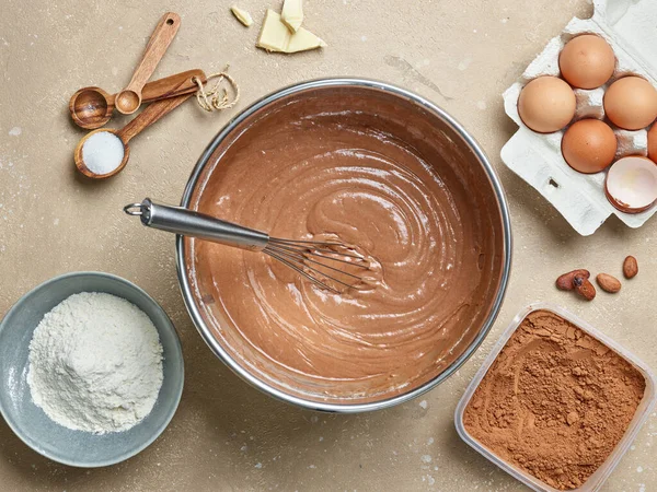 Various Baking Ingredients Kitchen Table Top View — Stock Photo, Image