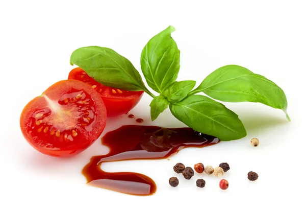 Pomodoro, basilico e aceto balsamico — Foto Stock