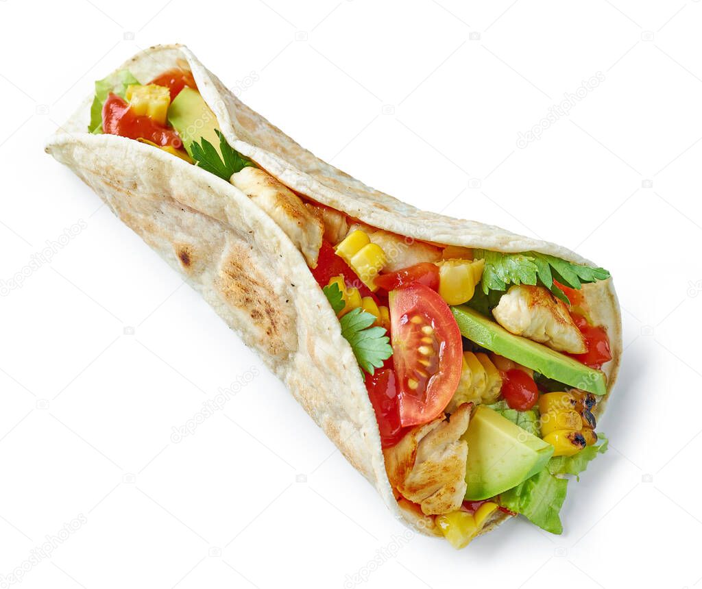 mexican food taco isolated on white background