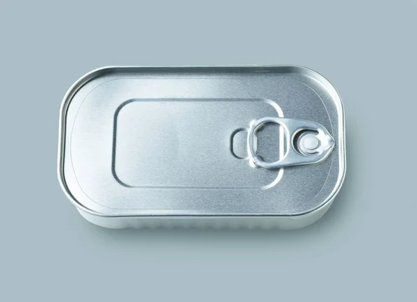 Metal Can Isolated Grey Background Top View — Stock Photo, Image