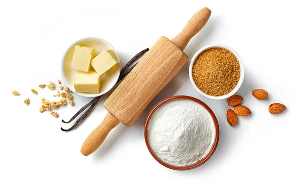 Composition Baking Ingredients Isolated White Background Top View — Stock Photo, Image