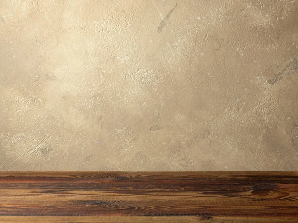 Pared Color Beige Fondo Estante Madera — Foto de Stock