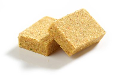 chicken broth cubes isolated on white background