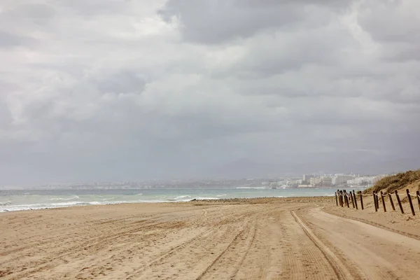 Paysage Avec Plage Marbella Par Une Journée Hiver Orageuse Espagne — Photo