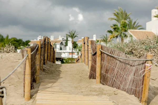 Hátsó Udvar Kapu Marbella Beach Spanyolország Januárban Szelektív Fókusz — Stock Fotó