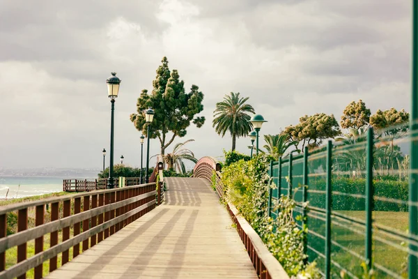 Paysage Avec Passerelle Bois Vers Plage Marbella Espagne Janvier — Photo