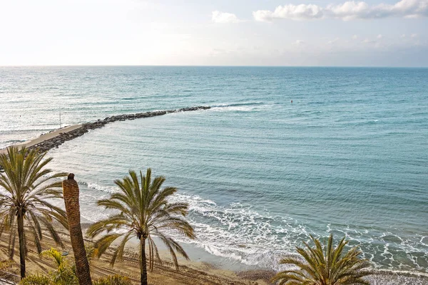 Peisaj Plaja Marbella Ianuarie Spania — Fotografie, imagine de stoc