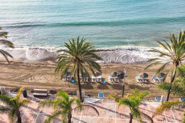 Vedere Panoramică Promenada Marbella Mare Stațiunea Spania Ianuarie — Fotografie, imagine de stoc