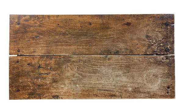 Oude Houten Plank Geïsoleerd Witte Achtergrond Bovenaanzicht — Stockfoto