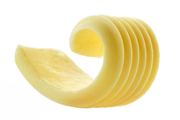 Locke Frischer Butter Isoliert Auf Weißem Hintergrund — Stockfoto