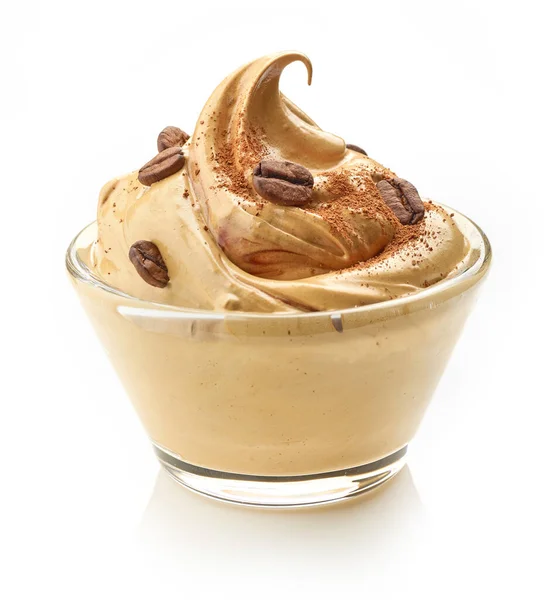 Bowl Whipped Caramel Coffee Mousse Cream Dessert Isolated White Background — Stock Photo, Image