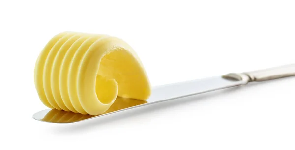 Завиток Свіжого Масла Ножі Ізольовані Білому Фоні — стокове фото
