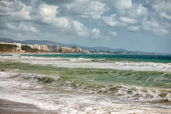 Vista Panorâmica Cidade Marbella Mar Tempestuoso Resort Espanha Janeiro — Fotografia de Stock