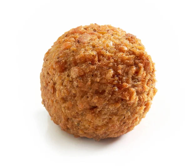 Gebakken Biologische Falafel Bal Geïsoleerd Witte Achtergrond Halafel — Stockfoto