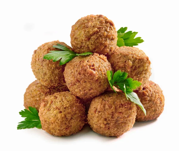 Montón Bolas Falafel Fritas Orgánicas Aisladas Sobre Fondo Blanco Halafel — Foto de Stock