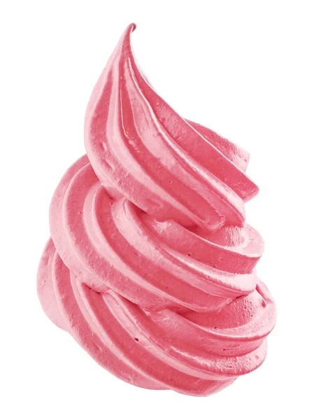 Ροζ Φρούτα Παγωτό Στροβιλίζεται Απομονωμένο Λευκό Φόντο — Φωτογραφία Αρχείου