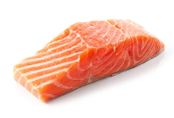 Fresh Raw Salmon Filet Isolated White Background — Photo