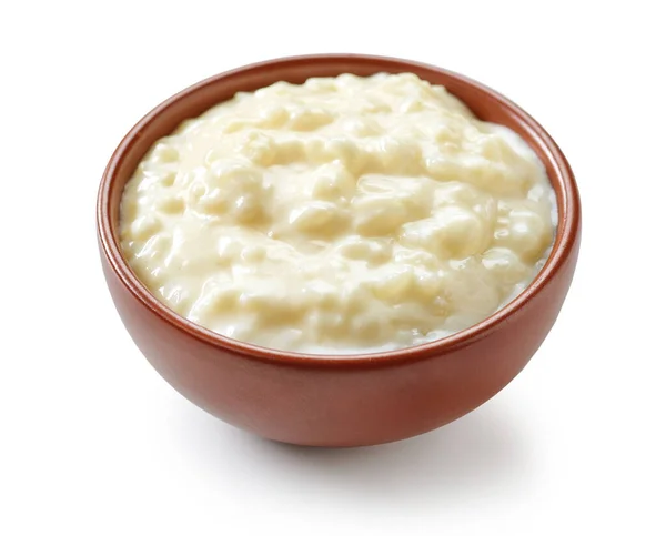 Bowl Rice Pudding Isolated White Background — Stock Photo, Image