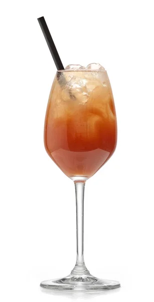 Glass Plum Juice Cocktail Isolated White Background — Stock Photo, Image