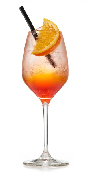 Copa Naranja Aperol Spritz Cóctel Aislado Sobre Fondo Blanco — Foto de Stock