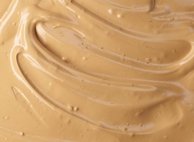 Krem karamel kremalı tatlı arkaplanı, üst manzara.