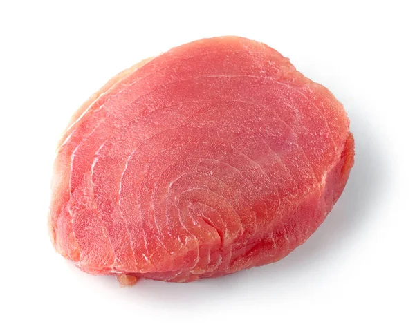 Fresh Raw Tuna Fish Steak Isolated White Background Top View — Stock Photo, Image