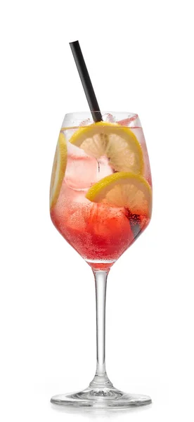 Glass Fresh Summer Cocktail Isolated White Background — Stock Photo, Image