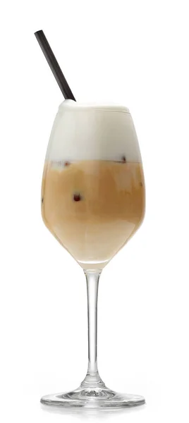 Verre Café Glacé Latte Cocktail Isolé Sur Fond Blanc — Photo