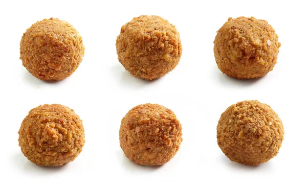 Diverse Gebakken Falafel Ballen Witte Achtergrond — Stockfoto