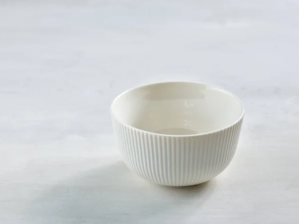 Empty White Bowl White Kitchen Table — Stok fotoğraf
