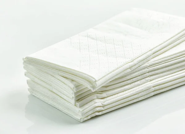 Stack White Paper Handkerchiefs Close Selective Focus — 图库照片