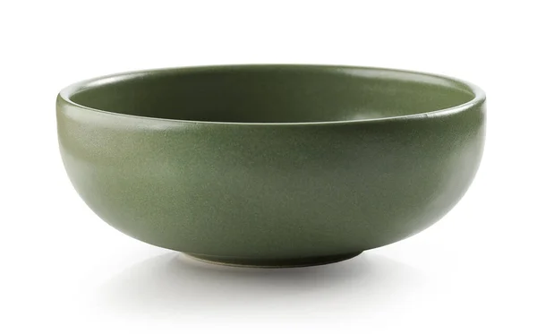 Empty Green Ceramic Bowl Isolated White Background — Stock Photo, Image